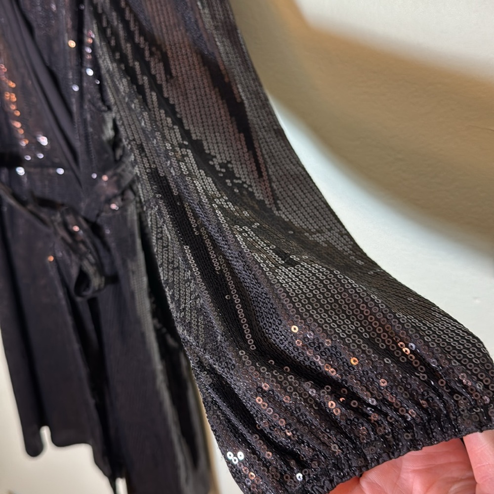 Nine West Cara Santana 4x plus sequin faux wrap dress tie waist belt - Picture 7 of 8